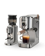 Sleek espresso machine and grinder setup