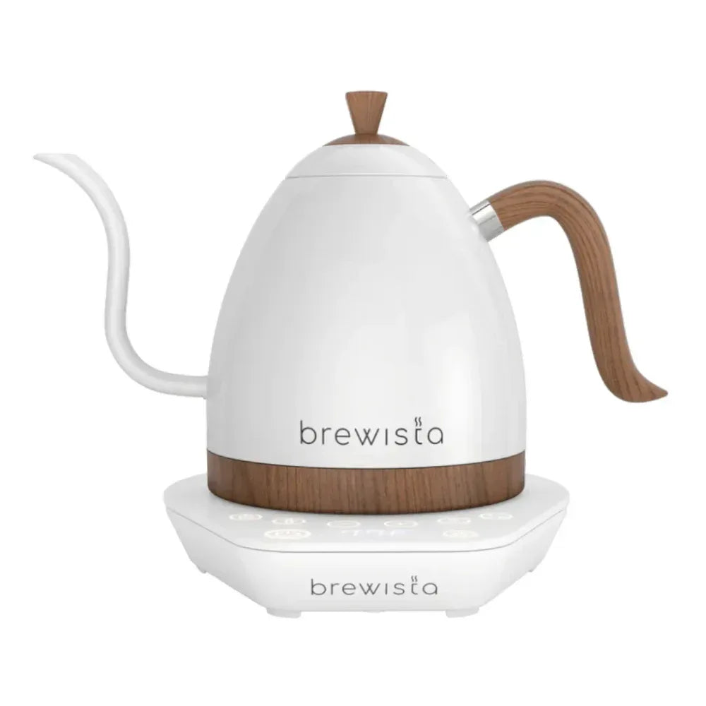 Brewista Gooseneck Kettle 0 6L Pearl White with wood