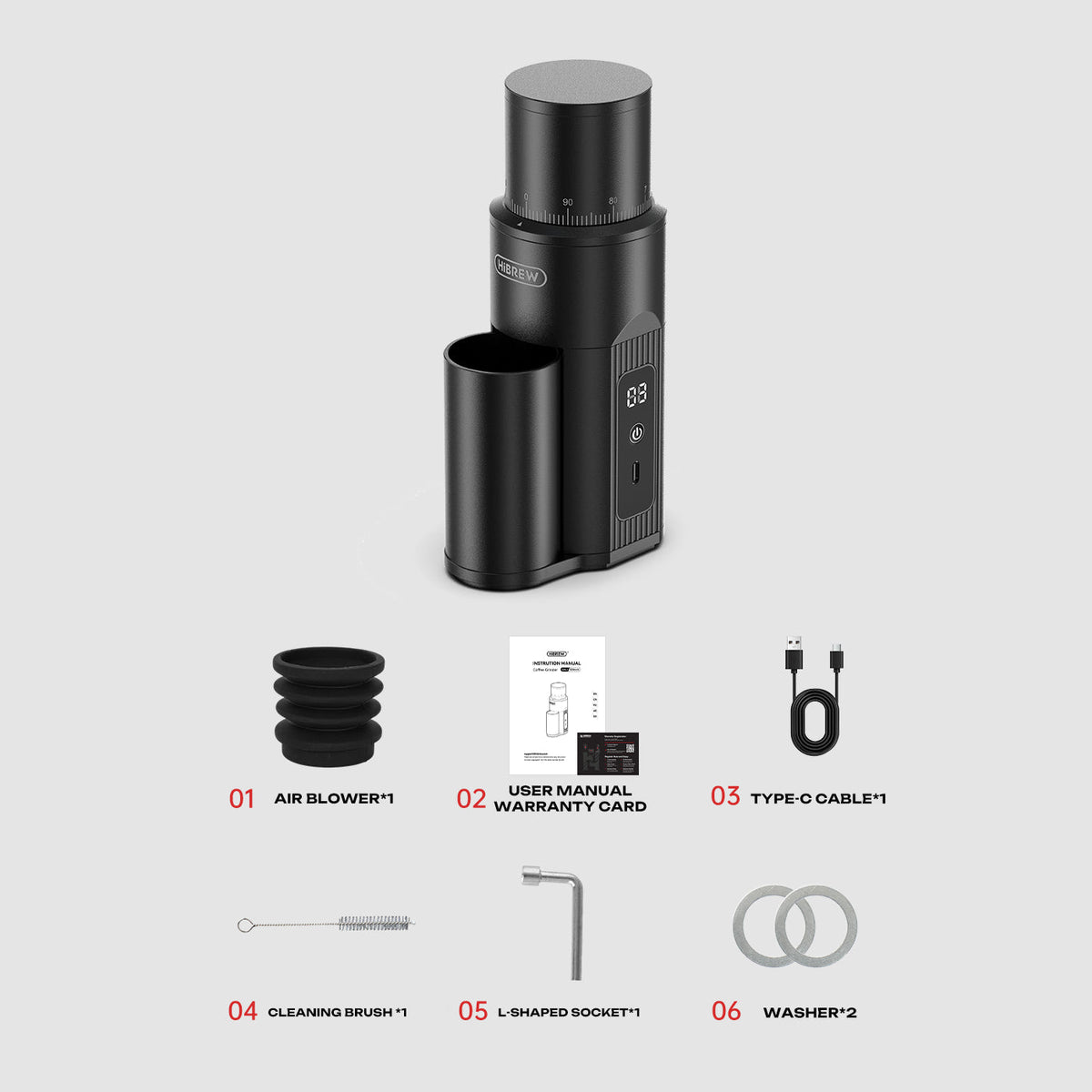 HiBREW G5mini Wireless Portable Coffee Grinder | 38mm Burr