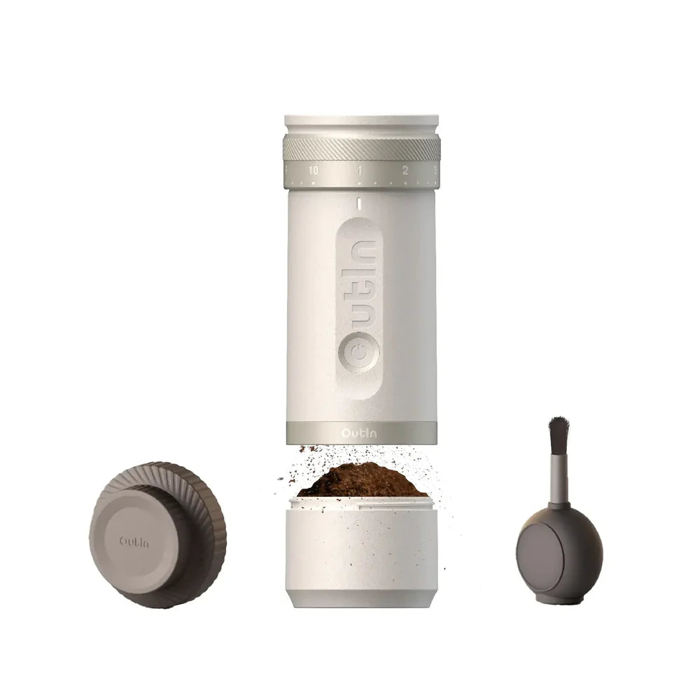 Outin Fino Portable Electric Coffee Grinder – Rechargeable Conical Burr Travel Grinder