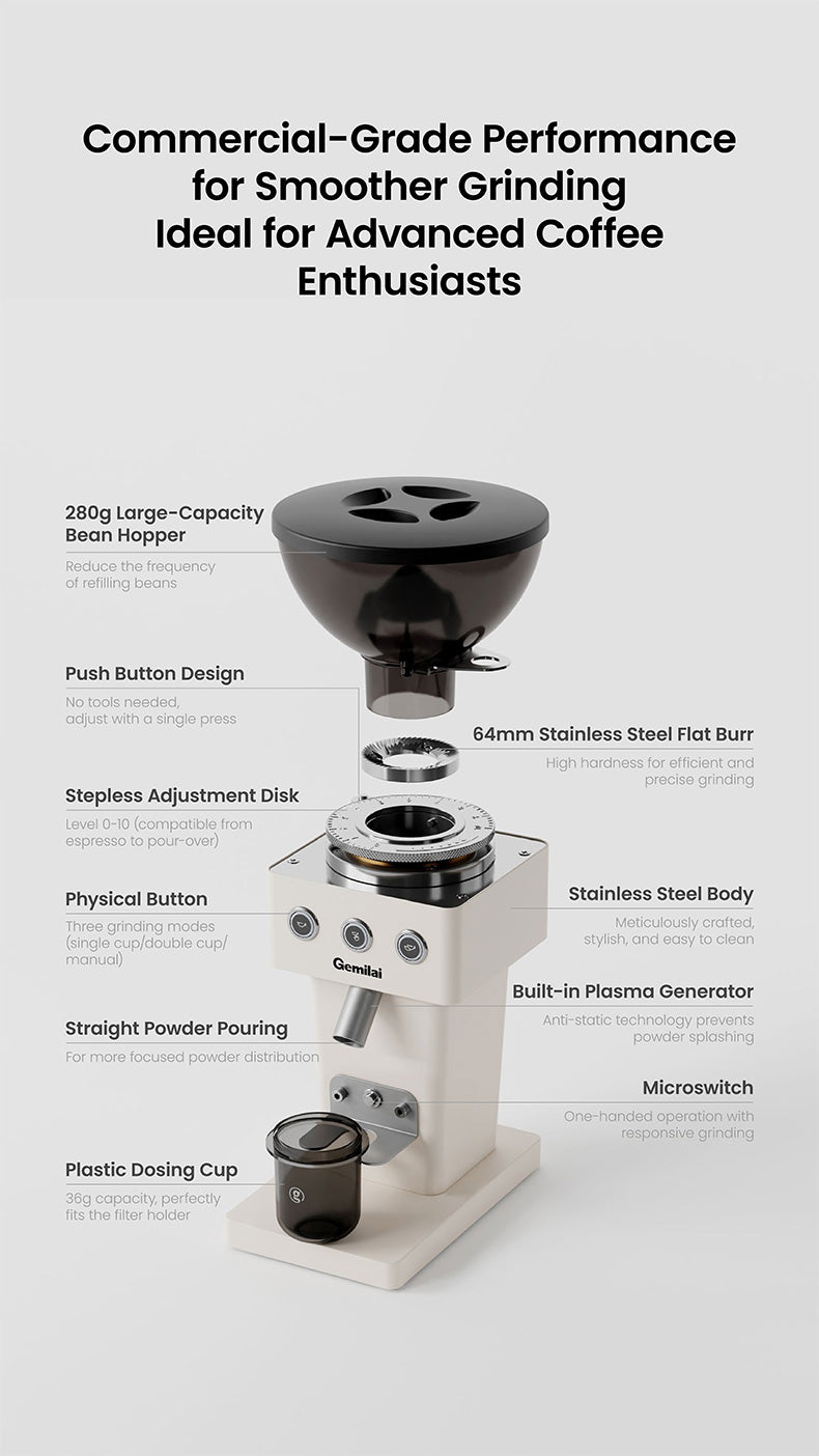 Gemilai Mocube G9015C 64mm Flat Burr Coffee Grinder