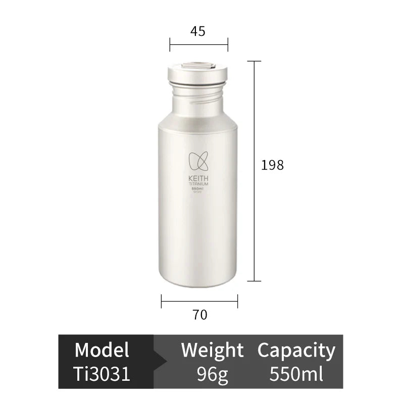 KEITH Titanium Sport Bottle with Sleeve – 400 ml / 550 ml / 900 ml / 1.2 L