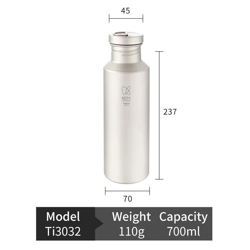 KEITH Titanium Sport Bottle with Sleeve – 400 ml / 550 ml / 900 ml / 1.2 L