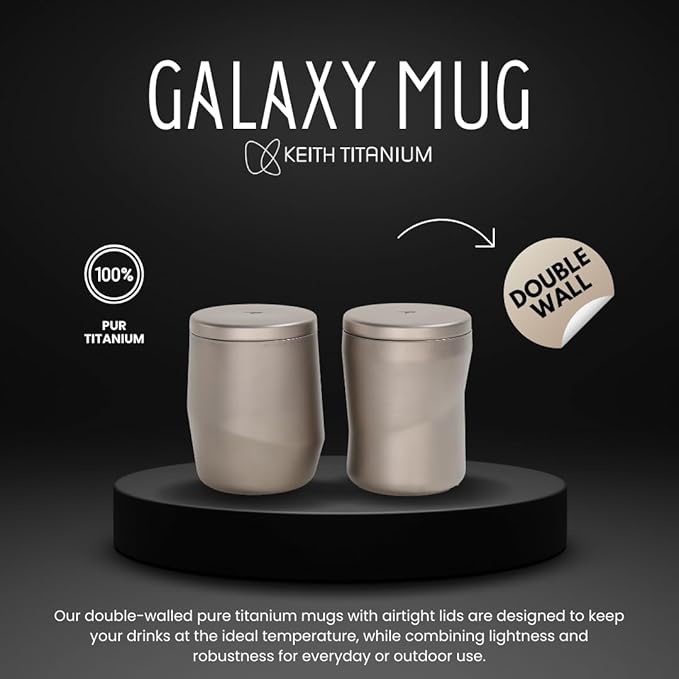KEITH Galaxy Double Wall Titanium Travel Mug – 220 ml | Silver Grey
