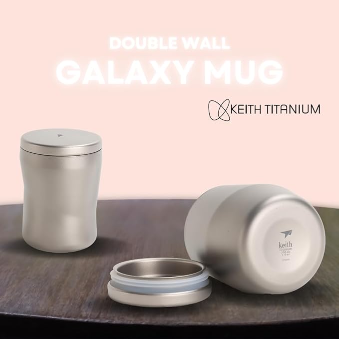 KEITH Galaxy Double Wall Titanium Travel Mug – 220 ml | Silver Grey