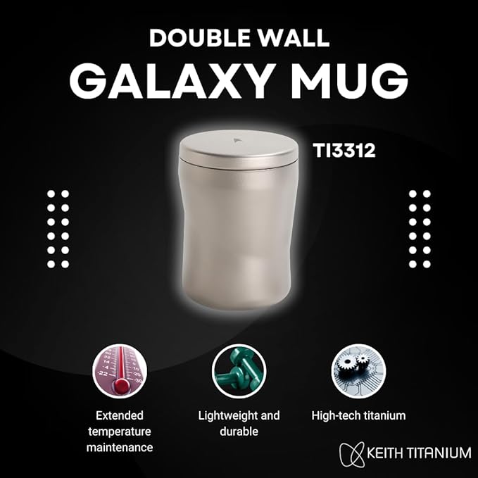 KEITH Galaxy Double Wall Titanium Travel Mug – 220 ml | Silver Grey
