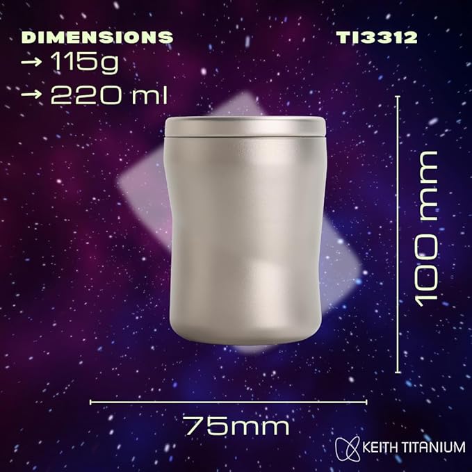 KEITH Galaxy Double Wall Titanium Travel Mug – 220 ml | Silver Grey