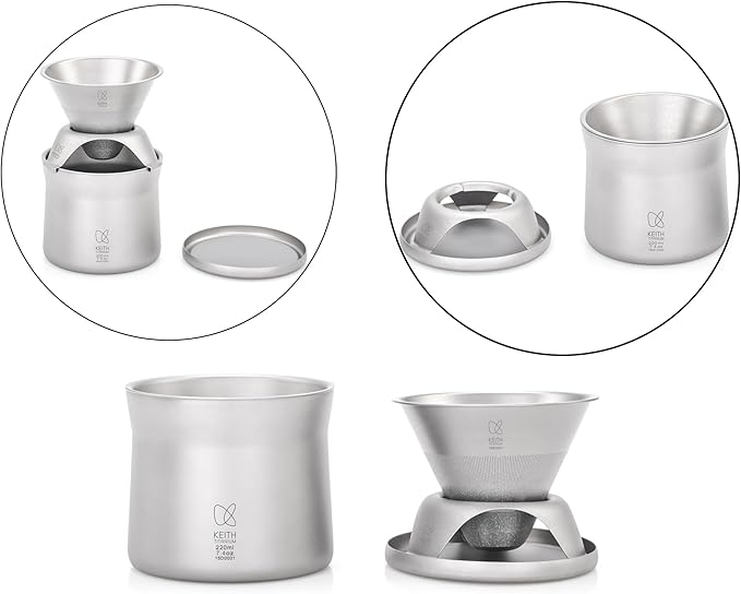 KEITH Titanium Pour-Over Coffee Filter & Tea Strainer – Ultralight, Paperless, Durable
