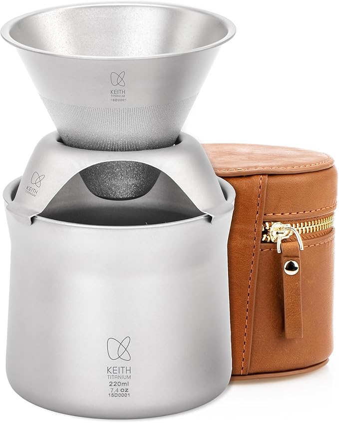 KEITH Titanium Pour-Over Coffee Filter & Tea Strainer – Ultralight, Paperless, Durable