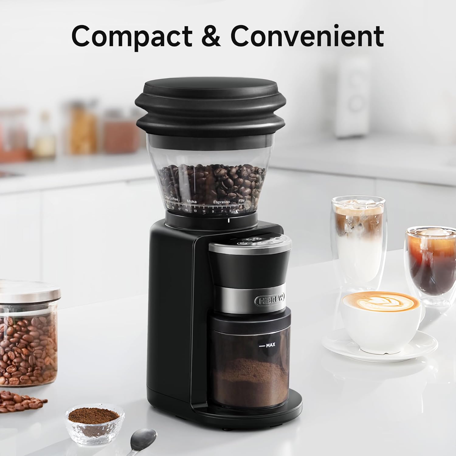 HIBREW G3 Coffee Grinder Electric, 40mm Conical Burr with 31 Adjustable Settings, Anti-Static & Double-Layer Air Blower, Fits 51/54/58mm Portafilters, Barista-Grade for Espresso/Pour Over/Drip Coffee