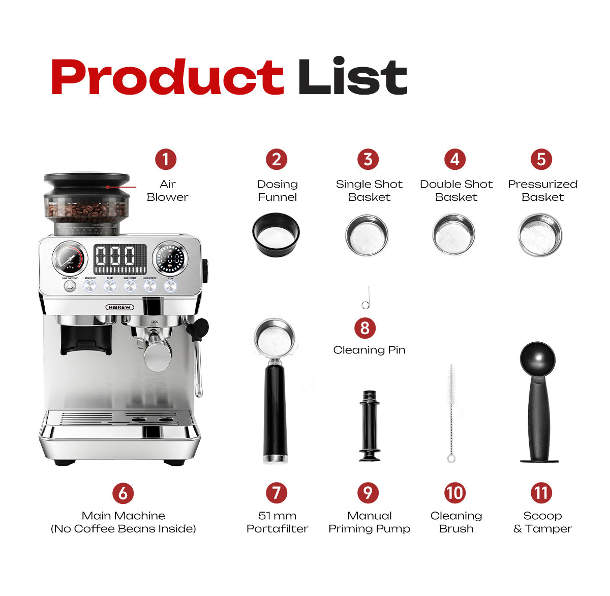 HiBREW H7 Lite Espresso Machine with Built-In Grinder