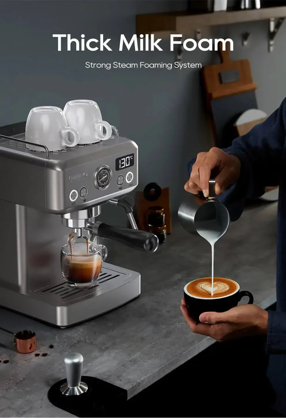 HiBREW H10A 20-Bar Semi-Automatic Espresso Machine + G7 Coffee Grinder