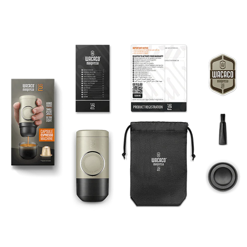 Wacaco Minipresso NS2 Portable Espresso Machine – Coffee Capsules, Beige