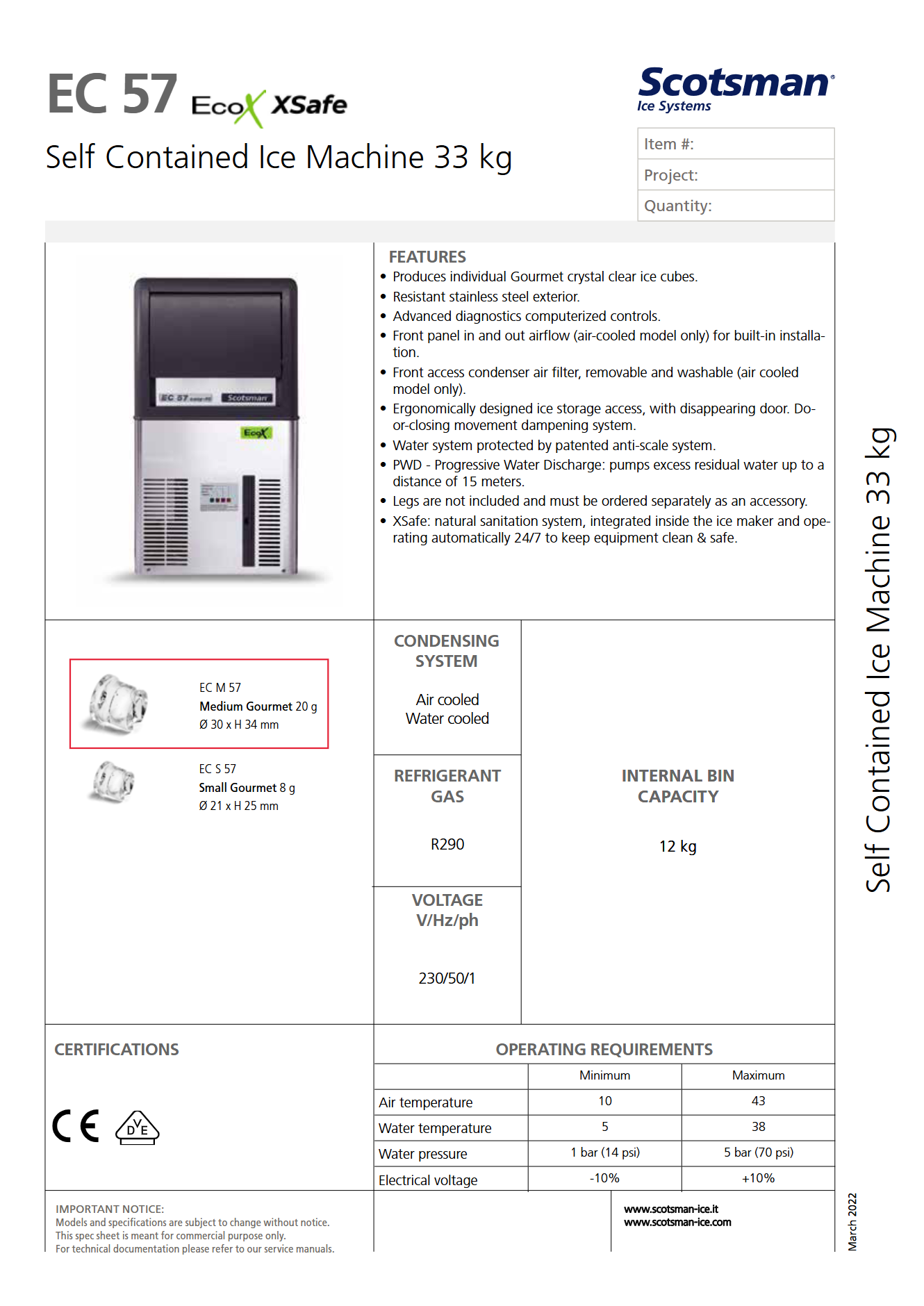 Scotsman ECM 57 Self Contained Ice Machine 32Kg
