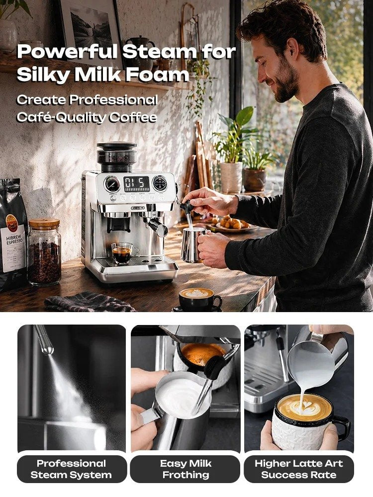 HiBREW H7 Lite Espresso Machine with Built-In Grinder