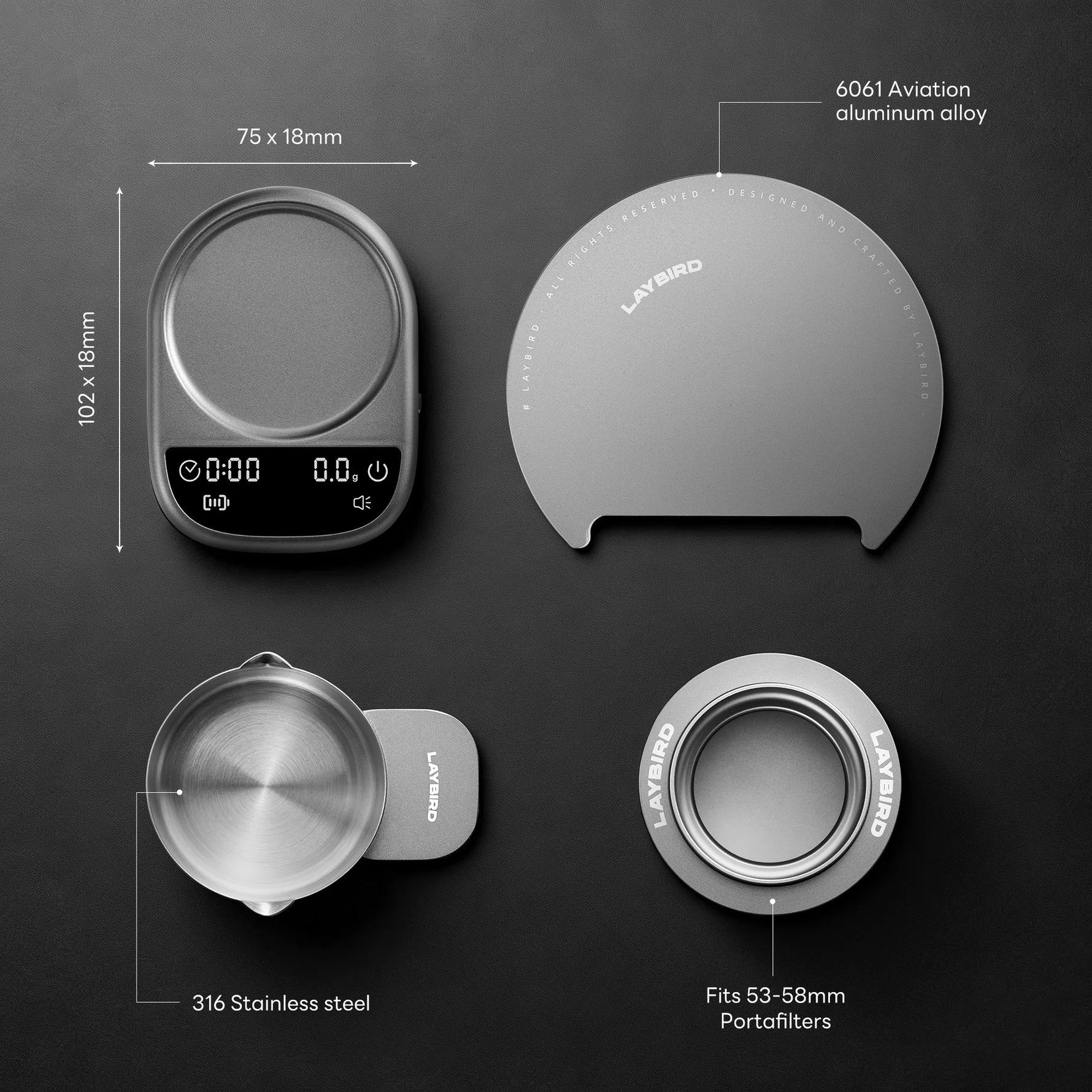 Laybird MagAttach Coffee Scale – Magnetic Modular Espresso & Pour-Over