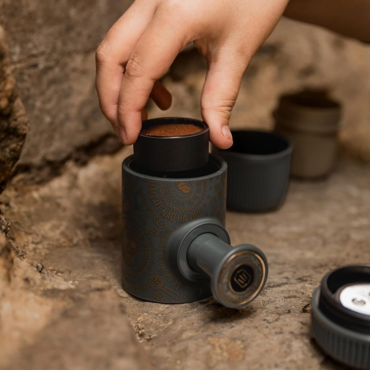 The WACACO Nanopresso Dark Souls is a premium, manually powered portable espresso maker that allows you to enjoy espresso wherever you are. Featuring an eye-catching dark aesthetic, this compact device delivers rich, flavorful espresso with ease, all without the need for electricity or batteries. The included protective case ensures your Nanopresso stays safe and secure during travel, making it the perfect companion for coffee lovers on the go. Wacaco Nanopresso Dark Souls Espresso Maker with Protective Case