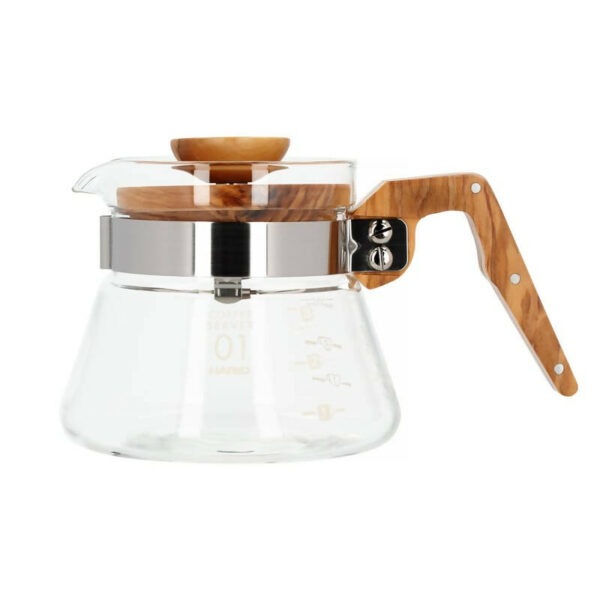 Hario Olive Wood Glass Coffee Server, 400ml